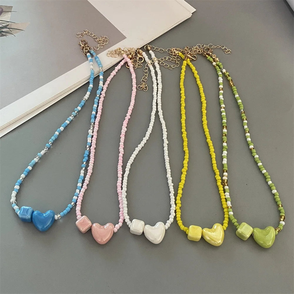 Cute Geometric Seed Bead Choker Necklace - Trendy Gift for Women