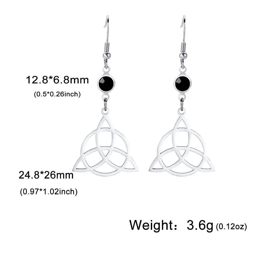 Goth Moon Phase Pentagram Earrings - Stainless Steel Witchy Dangle Jewelry
