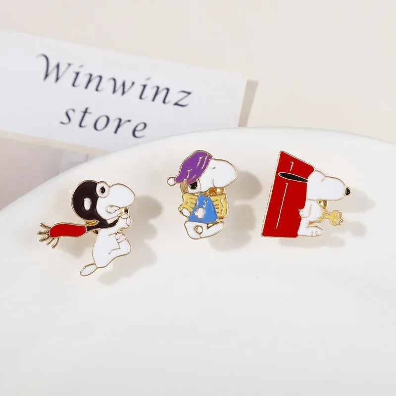 Snoopy Woodstock Enamel Metal Badge Brooch – Cute Anime Cartoon Alloy Pin for Backpacks & Clothes