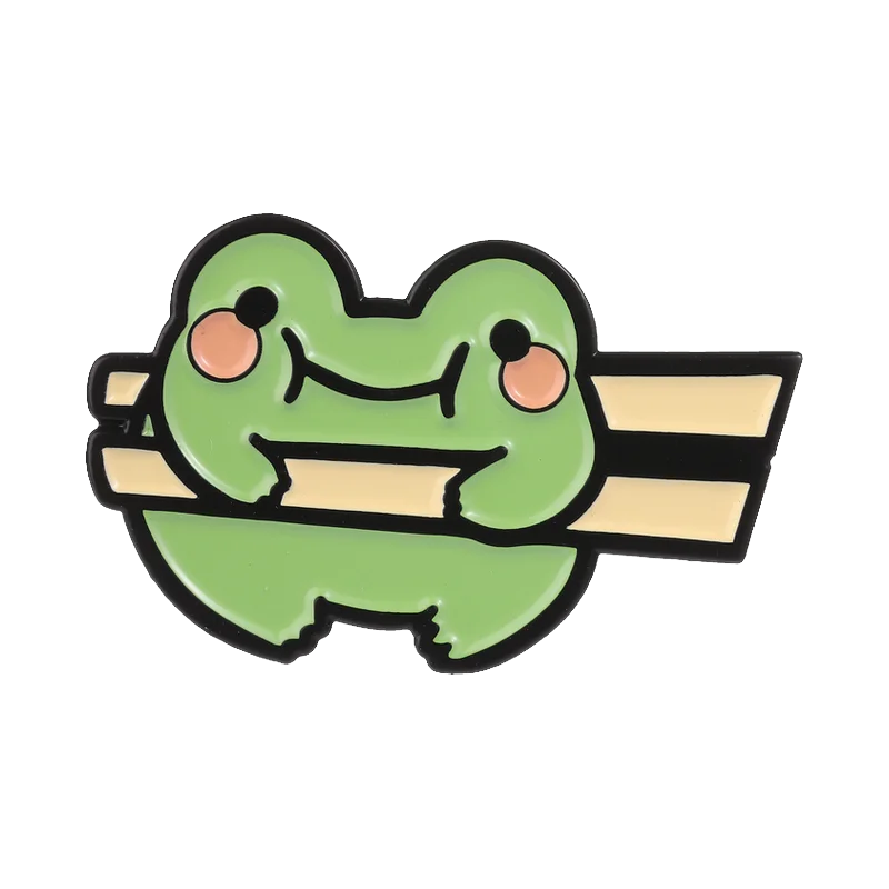 Funny Frog Meme Enamel Pin – Cute Cartoon Muscle Frog Brooch for Backpacks, Jackets & Lapels