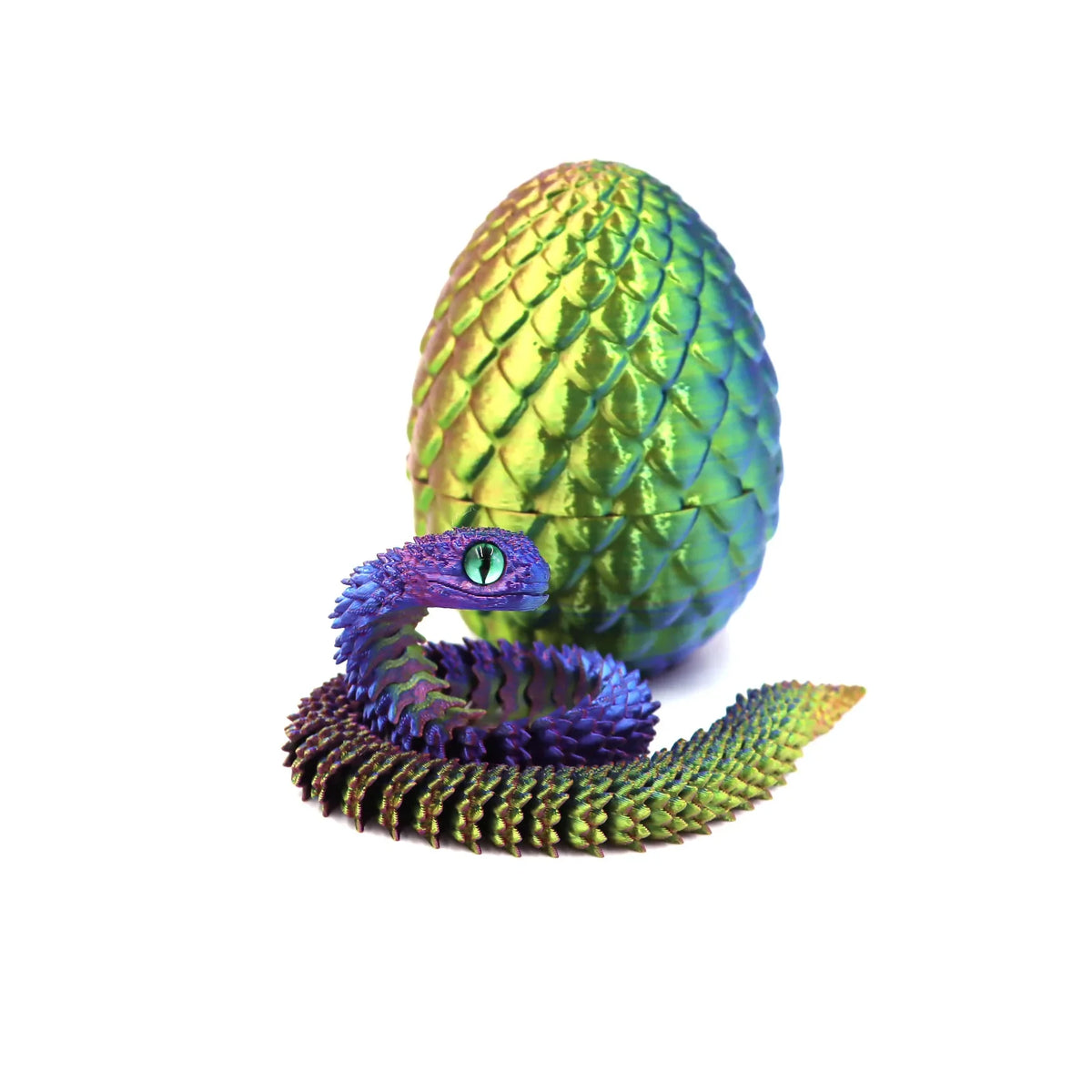 3D Printed Articulated Snake Egg Fidget Toy – Posable Anime Figure Desk Decor & Stress Relief Gift
