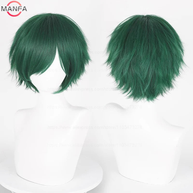Short Straight Anime Cosplay Wig – 30cm Heat Resistant Synthetic Hair in Solid & Mixed Colors for Men and Women