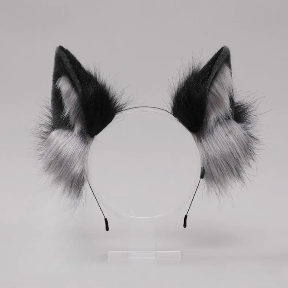 Lolita Cat Ears Headband - Plush Fluffy Animal Ear Hair Hoop for Cosplay