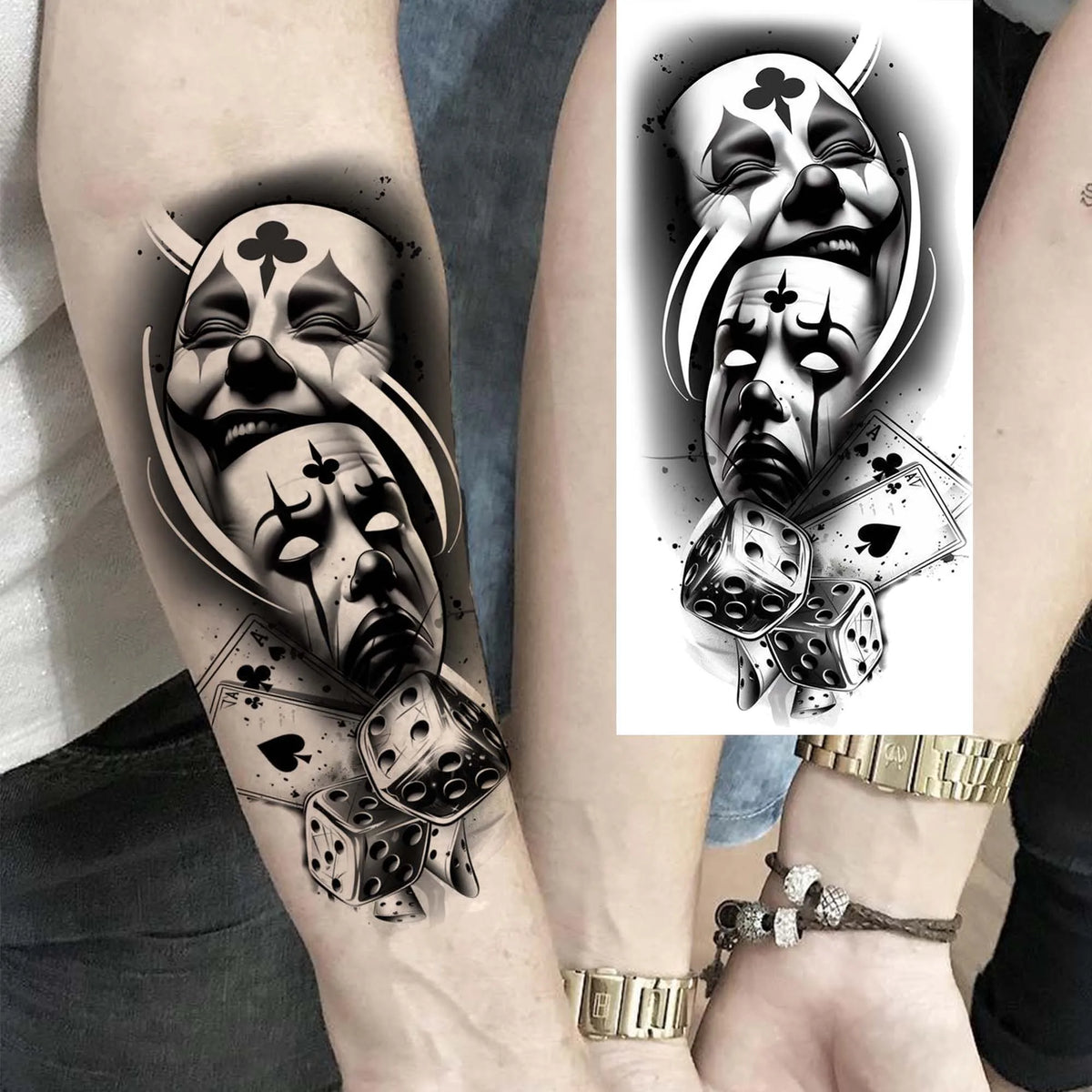 Full Arm Temporary Tattoo Sleeve, Waterproof Realistic Fake Tattoos for Men and Women