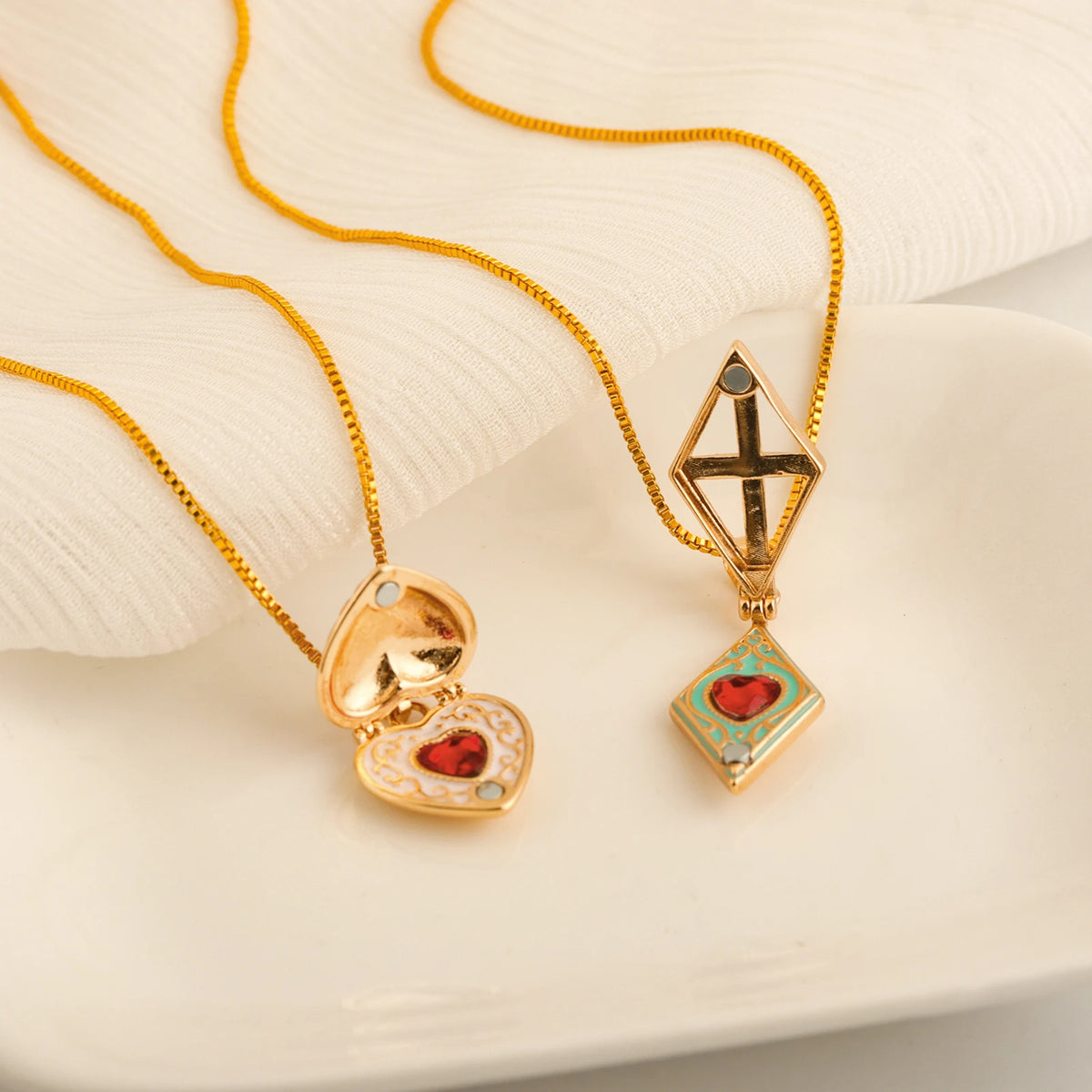 Sugar Sugar Rune Heart Necklace Open Heart Diamond Pendant Chocolat Vanilla Couple Anime Cosplay Gift