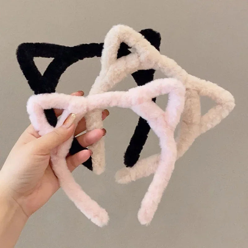 Plush Cat Ear Headband for Women & Girls – Kawaii Soft Cat Ears Hair Band, Cute Cosplay Hair Accessory