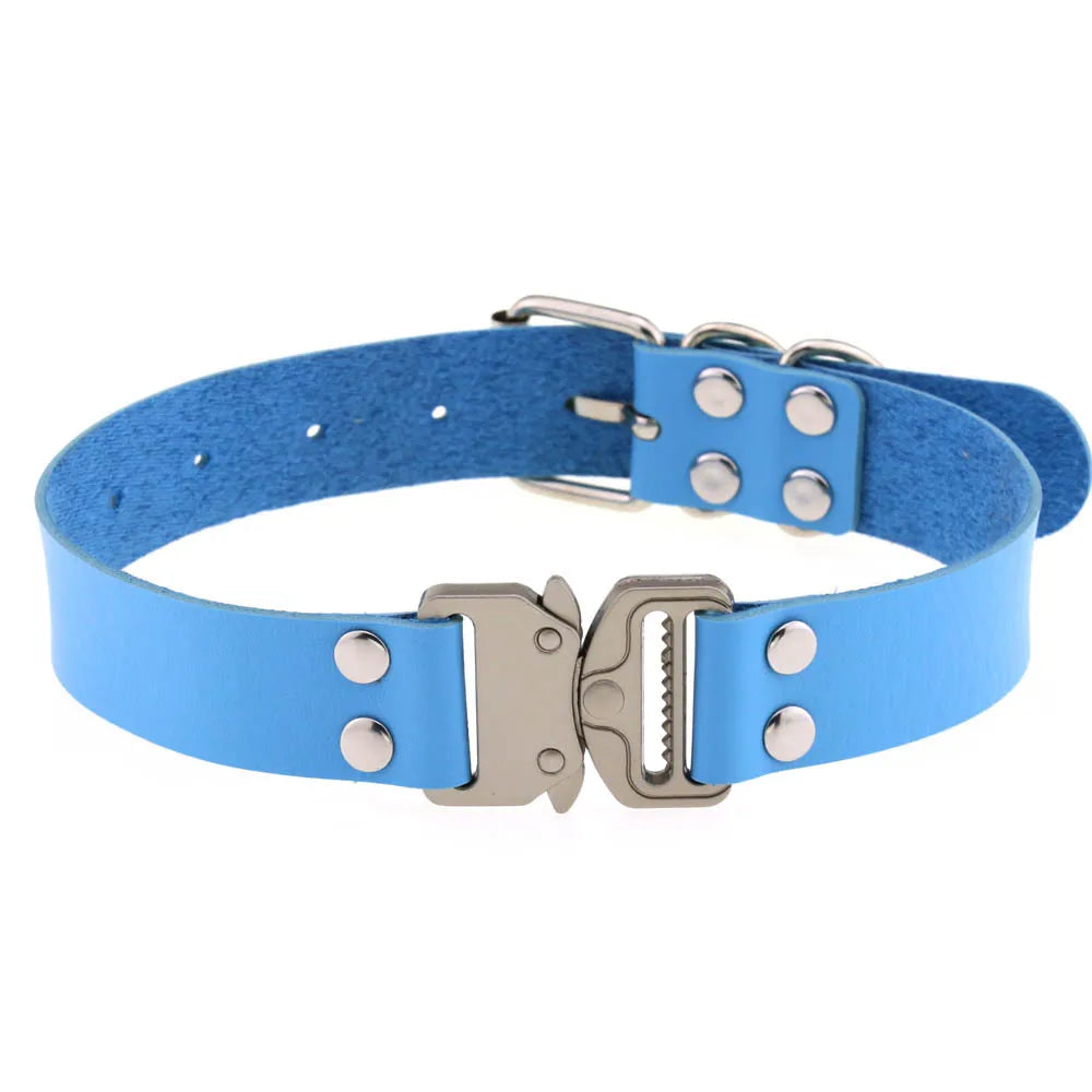 Gothic Harajuku Buckle Choker Necklace - PU Leather Eye-Splice Collar for Anime Cosplay Jewelry