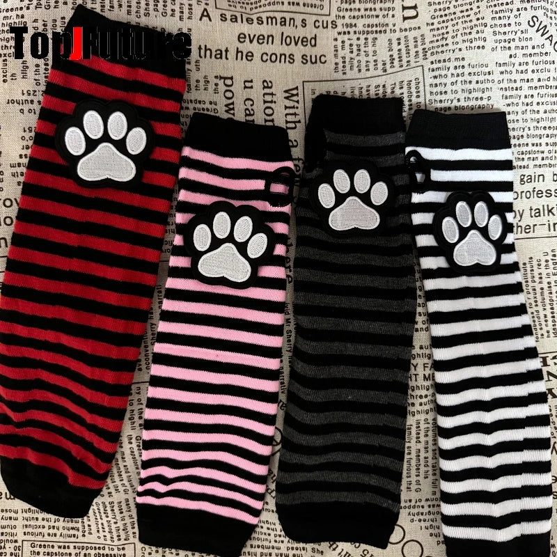 Gothic Lolita Cat's Paw Arm Warmers Y2K Harajuku Fingerless Punk Wristband