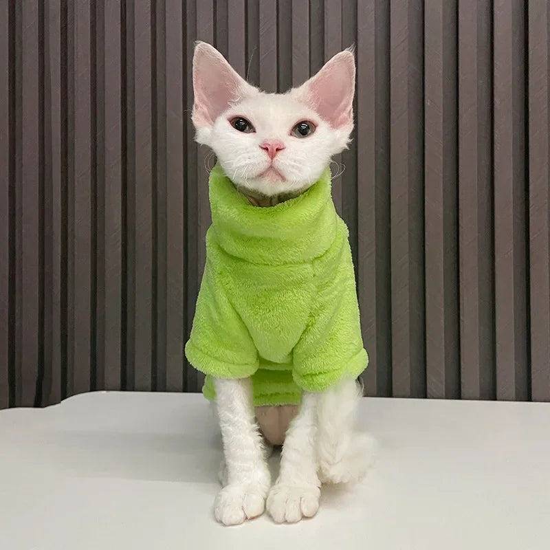 Sphynx Cat Sweater – Soft Hairless Cat Clothes Hoodie Jumpsuit Outfit
