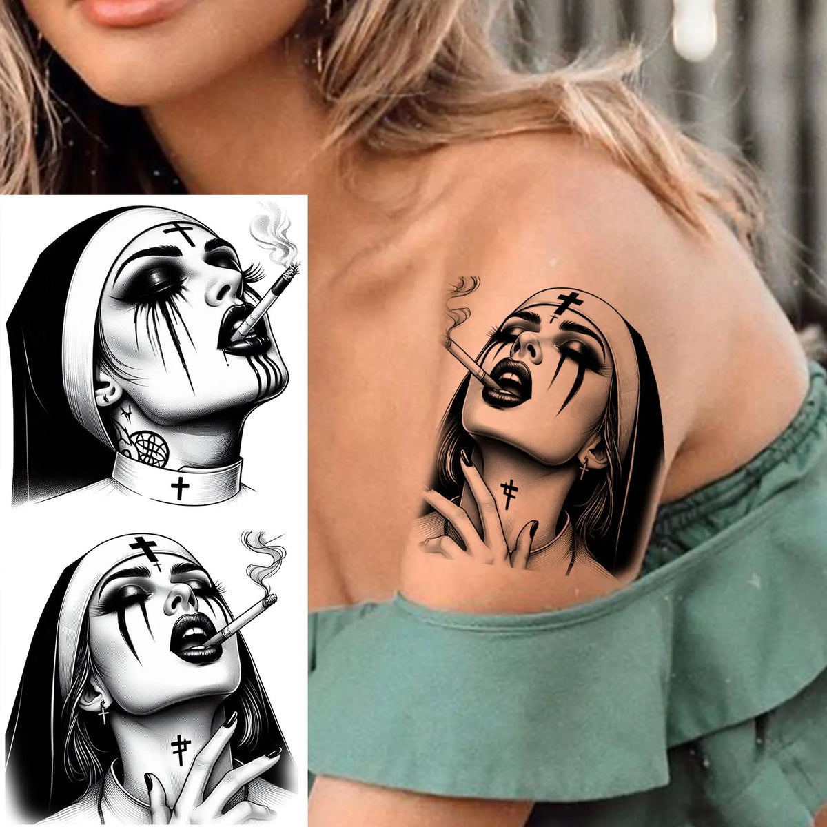 Full Arm Temporary Tattoo Sleeve, Waterproof Realistic Fake Tattoos for Men and Women
