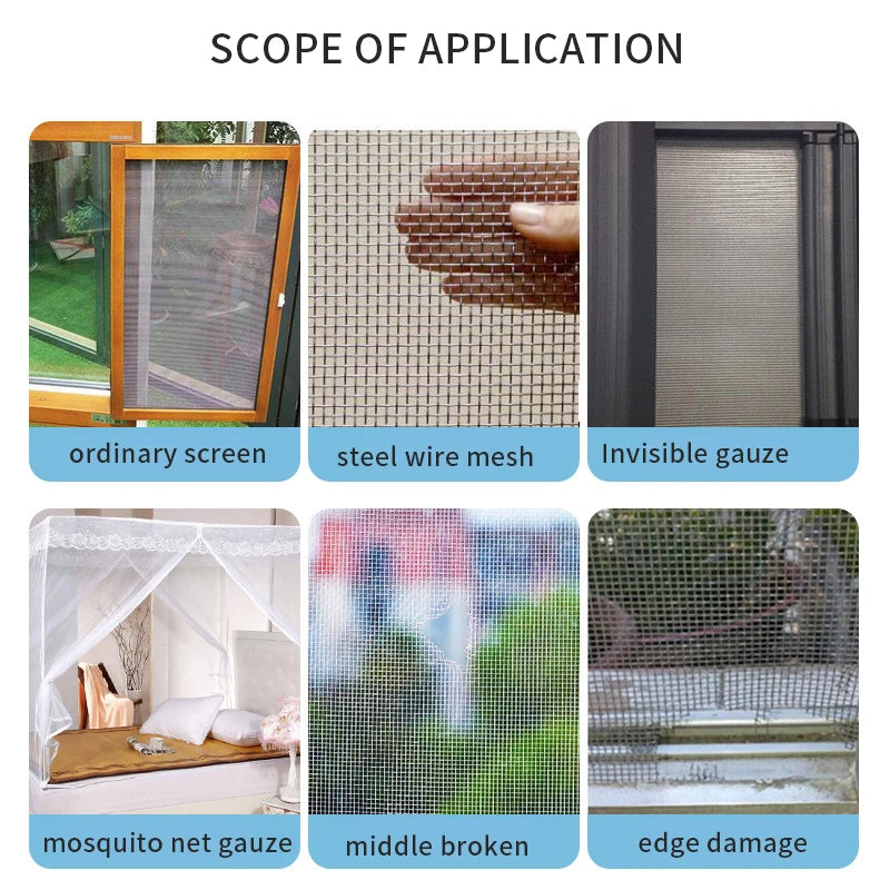 Window Screen Repair Tape, Waterproof Anti-Mosquito Mesh Patch for Doors & Windows
