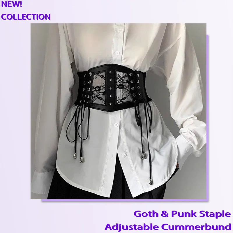 Retro Lace Corset Belt – Goth Punk Elastic Pin Buckle Dress Girdle