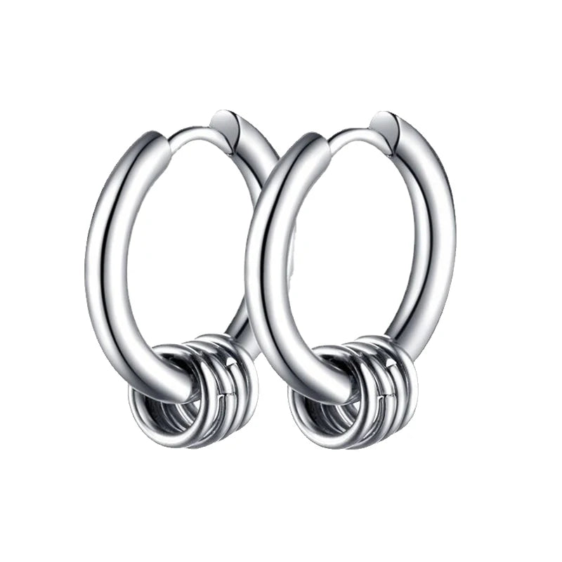 Punk Gothic Stainless Steel Drop Earrings Studs for Women Men - Hip Hop Rock Ear Jewelry