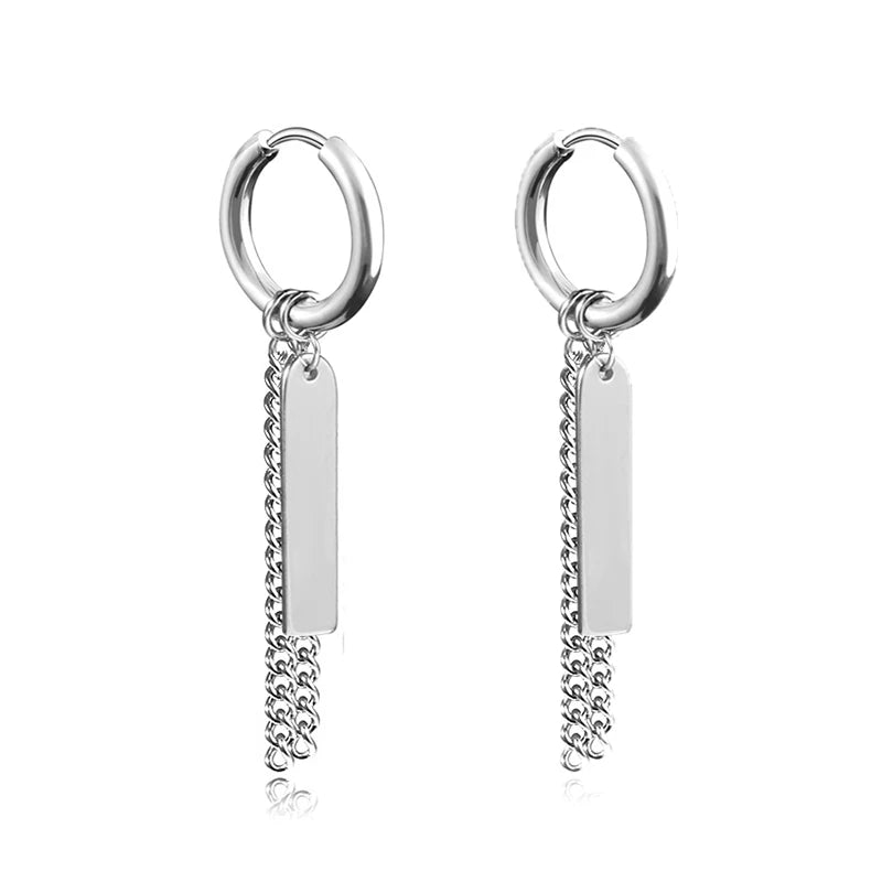 Punk Gothic Stainless Steel Drop Earrings Studs for Women Men - Hip Hop Rock Ear Jewelry