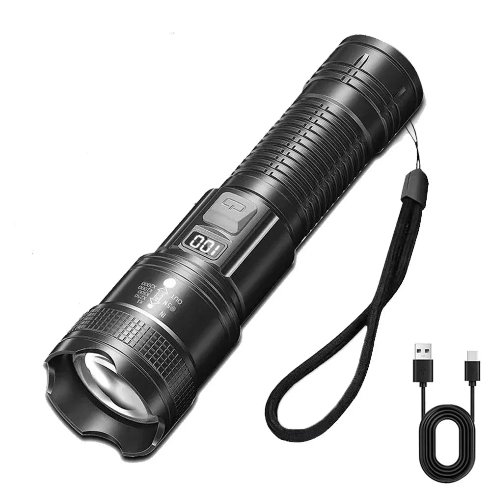 Rechargeable LED Flashlight – High Power Tactical Torch with Zoom & Multiple Modes for Work, Camping & Emergencies