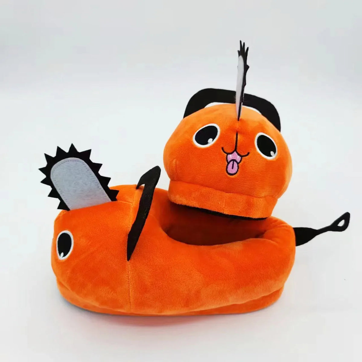 Pochita Anime Plush Slippers, Cute Fuzzy Winter House Shoes for Women and Kids