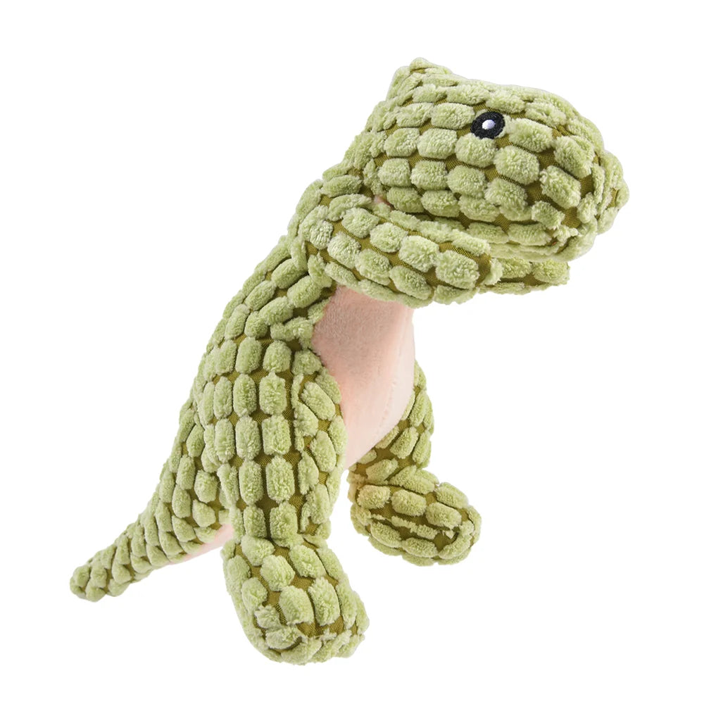 Plush Dinosaur Dog Chew Toy - Interactive Stuffed Pet Toy for Small Dogs & Cats