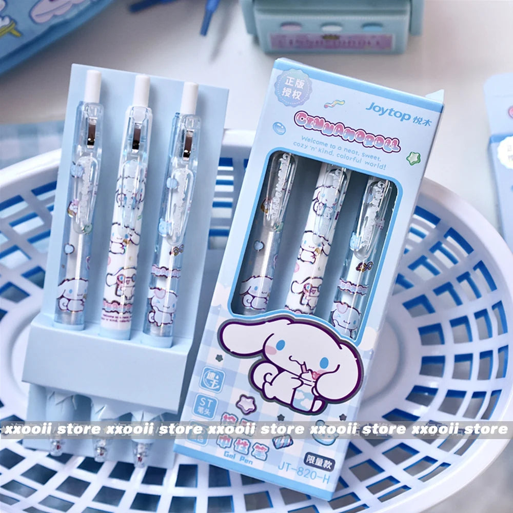 Sanrio Gel Pens 3-Pack – Kawaii Hello Kitty, Kuromi & Cinnamoroll 0.5mm Black Ink Pens