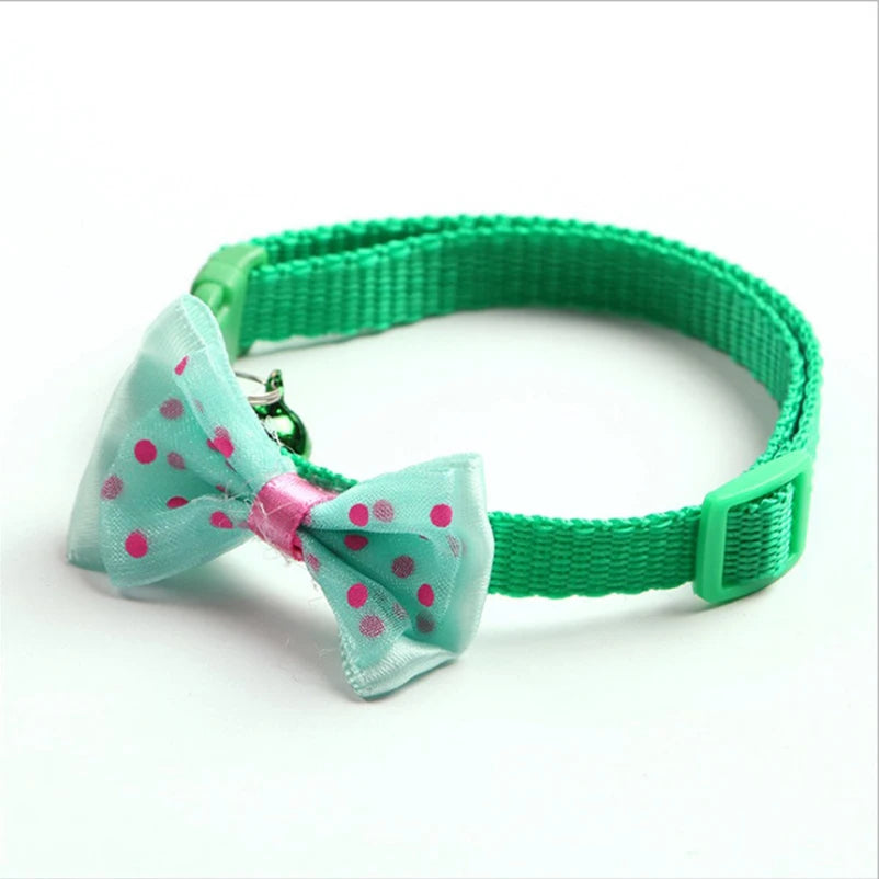 Cute Bow Dog and Cat Collar Set with Bell - Soft Comfortable Pet Accessory