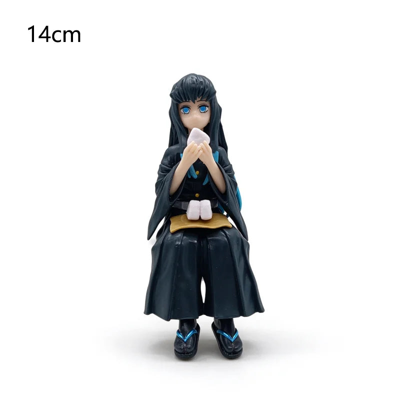 Demon Slayer Sitting Figures, Rice-Eating Tanjiro Nezuko Anime Figurine Desk Decor