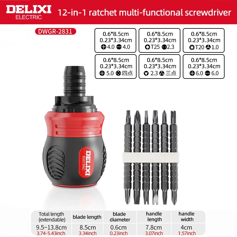 Ratchet Screwdriver Set 13 Pieces, Extendable Multi-Functional Mini Household Tool