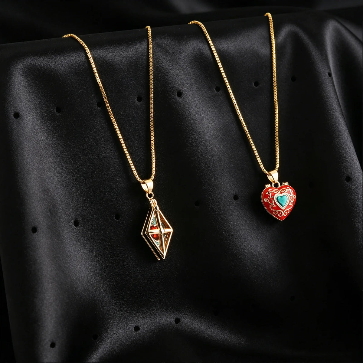 Sugar Sugar Rune Heart Necklace Open Heart Diamond Pendant Chocolat Vanilla Couple Anime Cosplay Gift