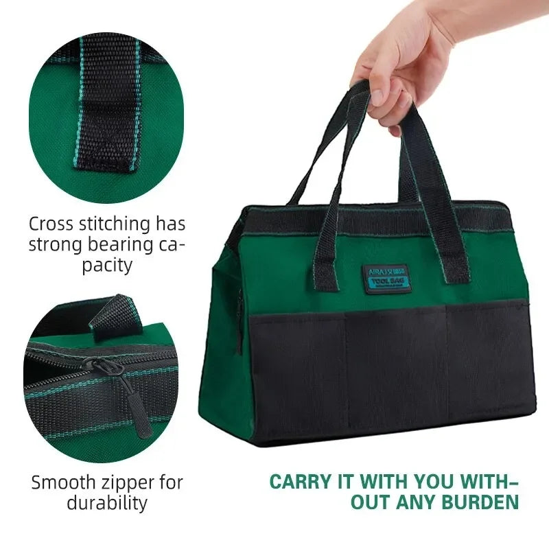 Heavy Duty 13 Inch Tool Bag - Waterproof Oxford Electrician & Woodworking Hand Tool Organizer