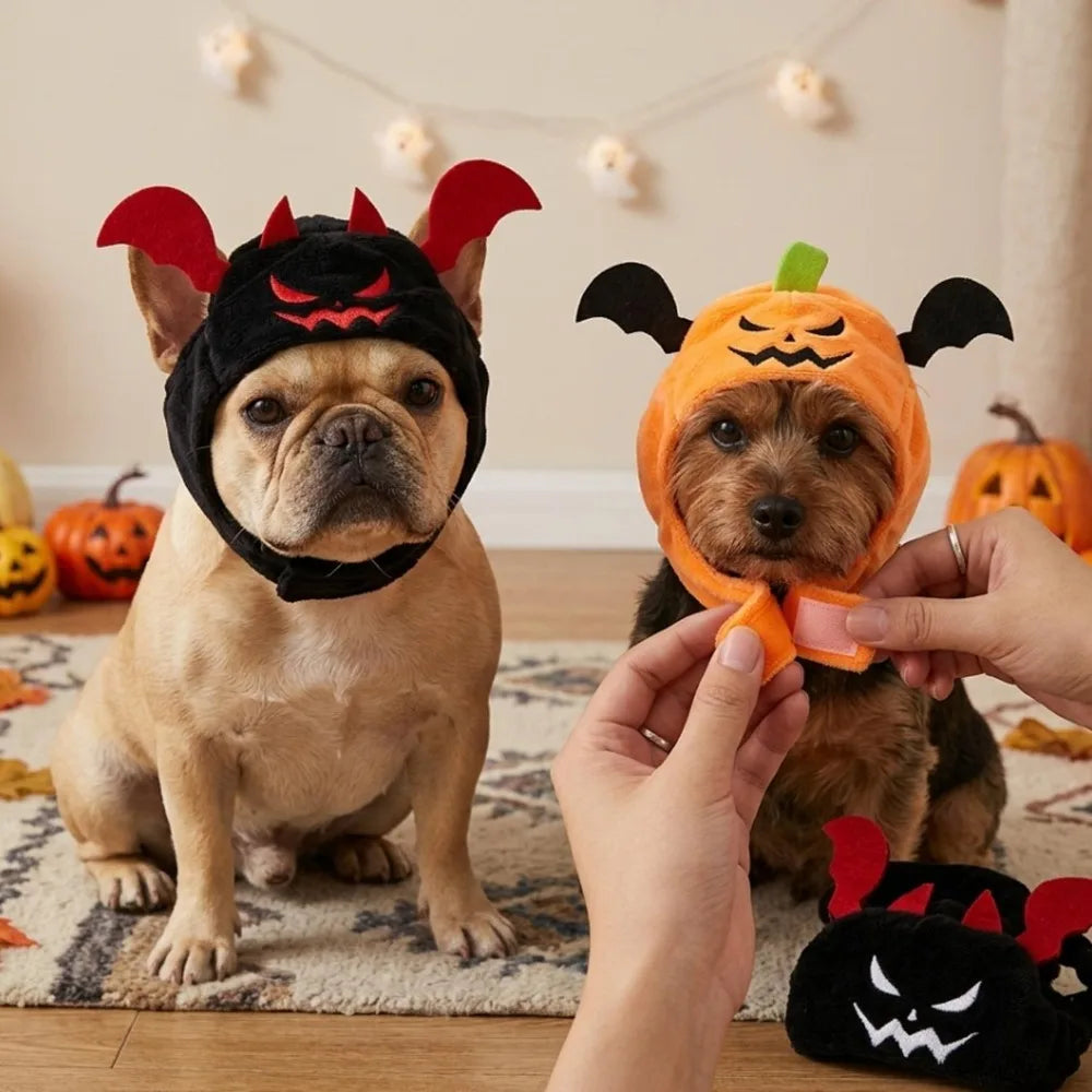 Halloween Pet Devil Pumpkin Headset - Funny Dog Cat Costume Hat Headgear