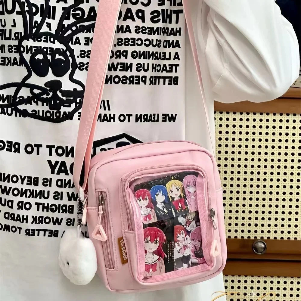 Y2K Mini Ita Bag – Korean Casual Crossbody Shoulder Bag with Transparent Pocket