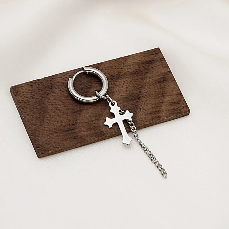 Punk Gothic Stainless Steel Drop Earrings Studs for Women Men - Hip Hop Rock Ear Jewelry