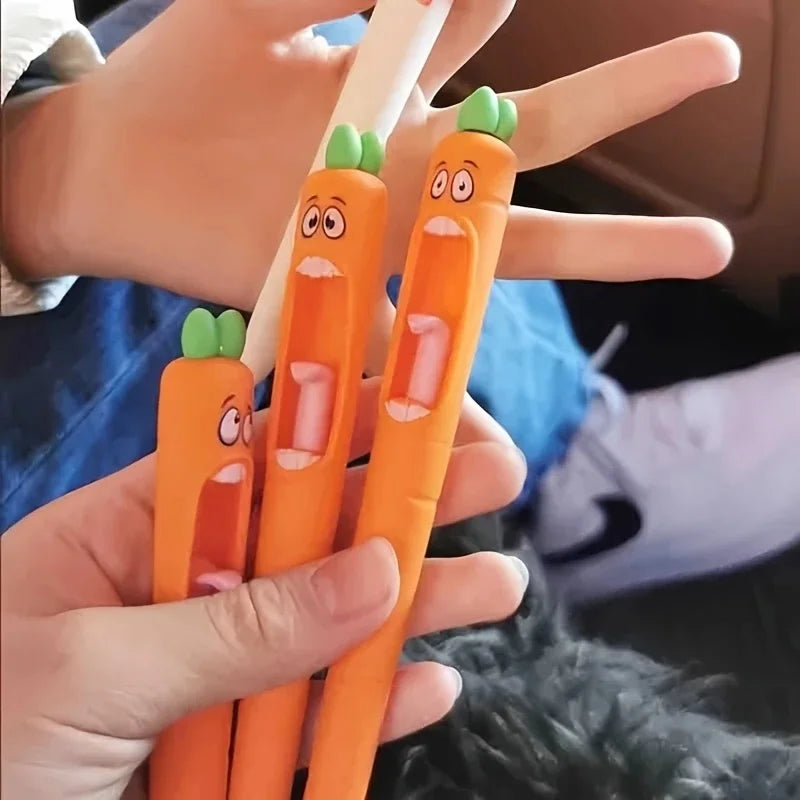 4pcs Radish Shaped Gel Pens Black Ink 0.5mm Fun Stationery Easter Party Favors