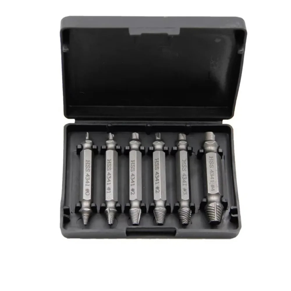 Screw Extractor Set, 6pc Double Headed HSS Broken Bolt Remover Kit