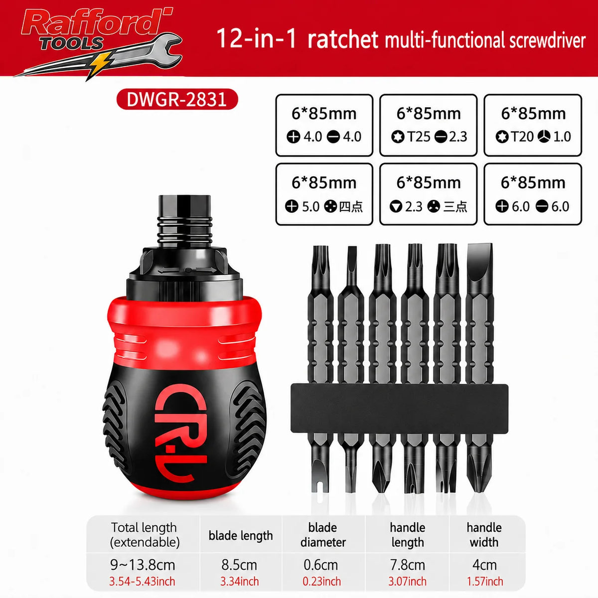 Rafford 13-in-1 Precision Ratchet Screwdriver Set CR-V Magnetic
