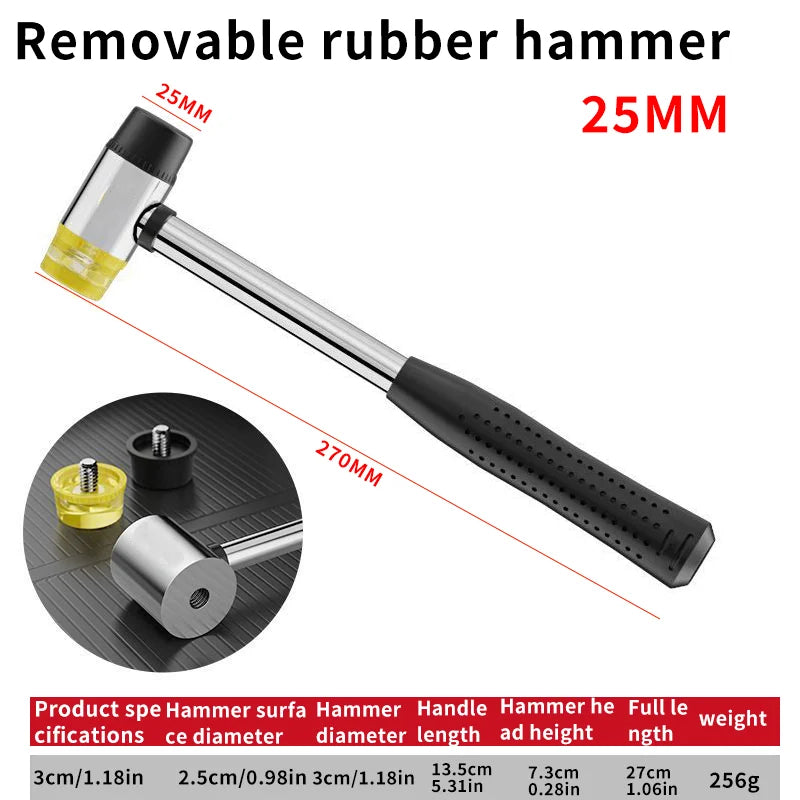 Dual Head Rubber Mallet with Insulated Detachable Handle – Soft Hammer for DIY