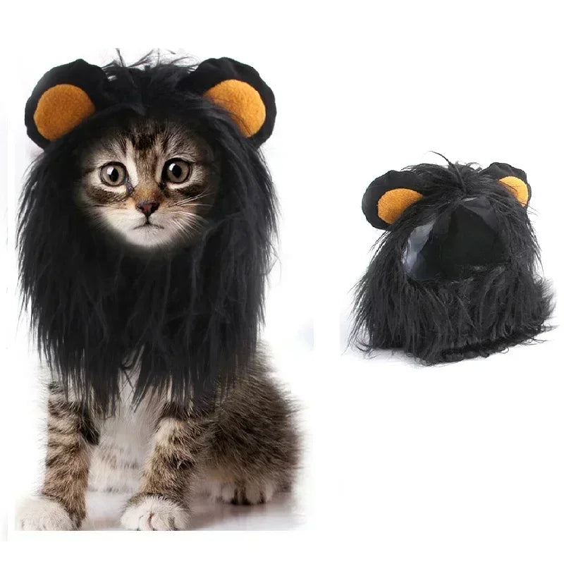 Lion Mane Wig Pet Hat for Cats & Small Dogs – Funny Cosplay Costume for Halloween & Photos
