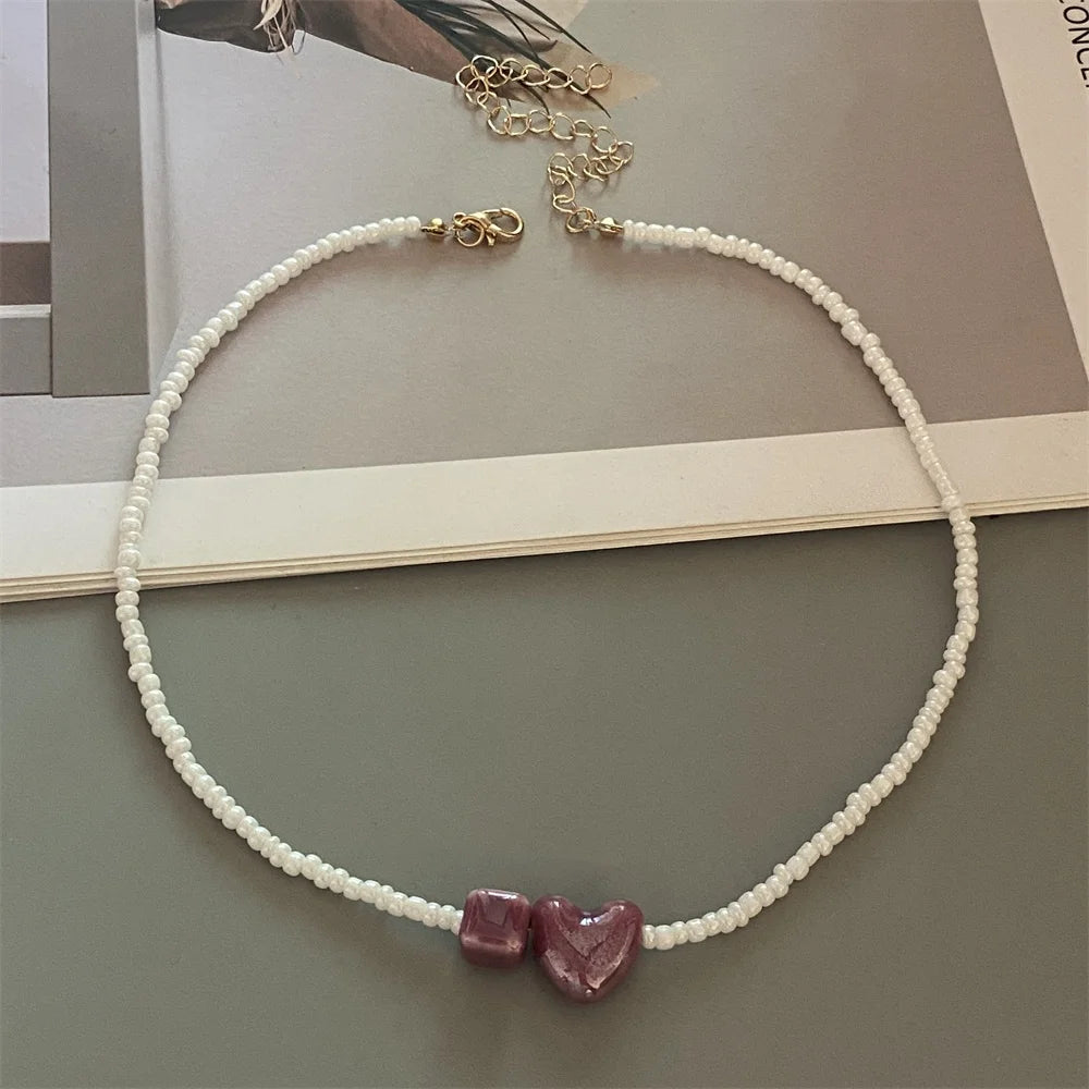 Cute Geometric Seed Bead Choker Necklace - Trendy Gift for Women
