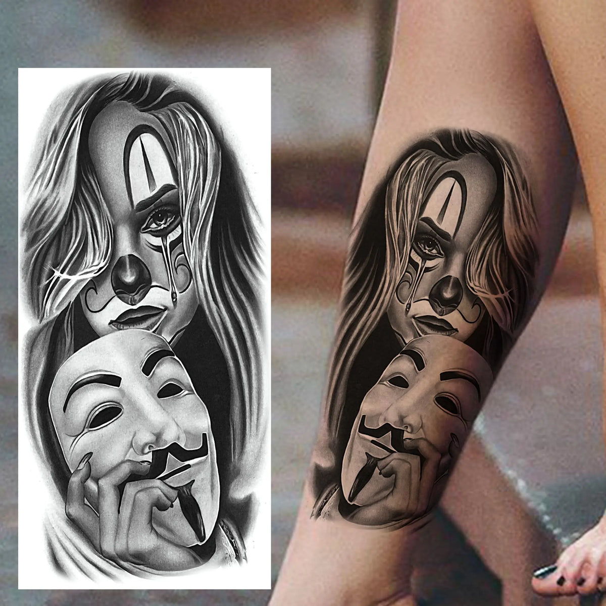 Full Arm Temporary Tattoo Sleeve, Waterproof Realistic Fake Tattoos for Men and Women