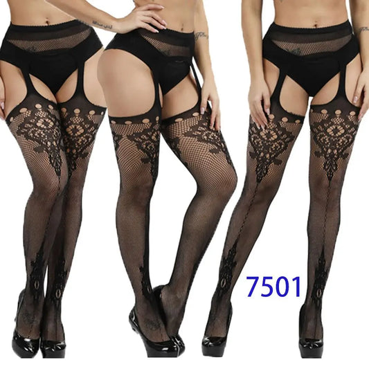 Gothic Sexy Fishnet Stockings Women Harajuku Emo Mesh Thigh High Garter Tights