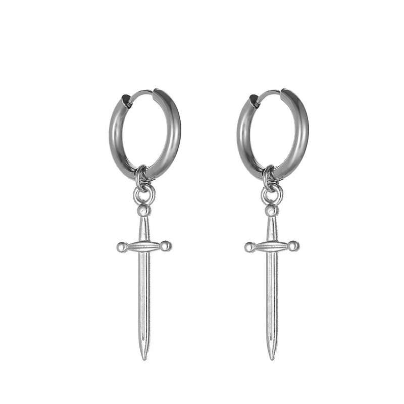 Punk Gothic Stainless Steel Drop Earrings Studs for Women Men - Hip Hop Rock Ear Jewelry