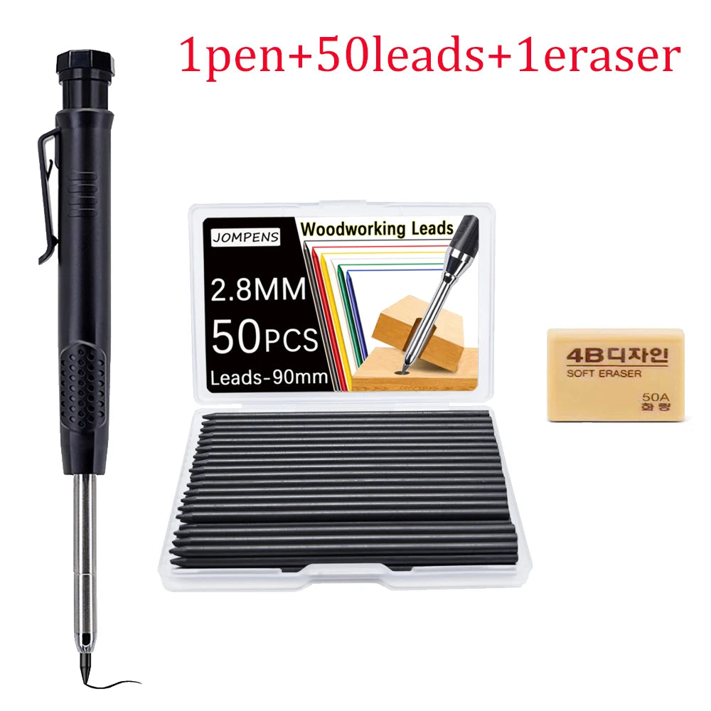 Carpenter Pencil Set – 2.8mm Flat Construction Marking Pencils for Woodworking & Framing
