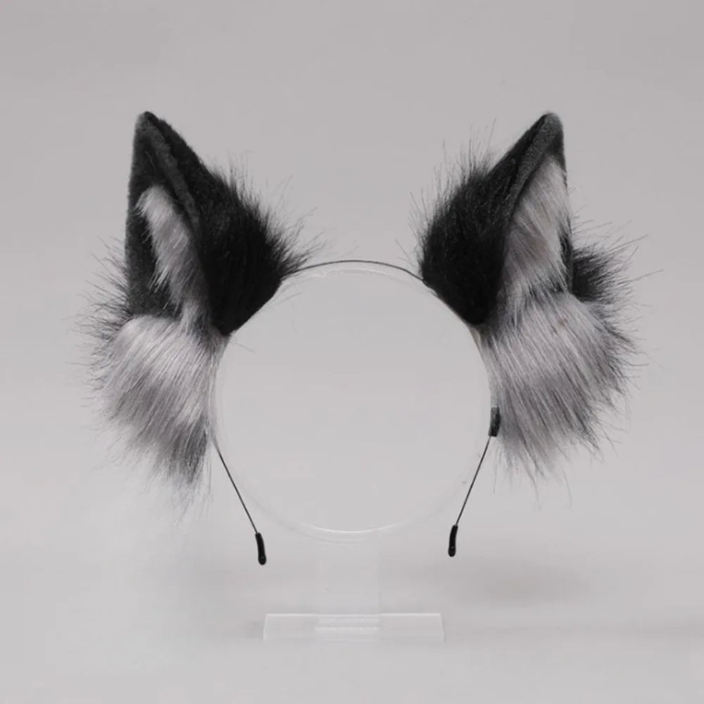 Lolita Cat Ears Headband - Plush Fluffy Animal Ear Hair Hoop for Cosplay