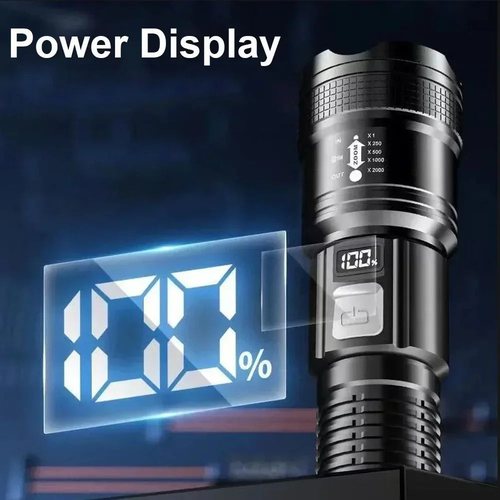 Rechargeable LED Flashlight – High Power Tactical Torch with Zoom & Multiple Modes for Work, Camping & Emergencies