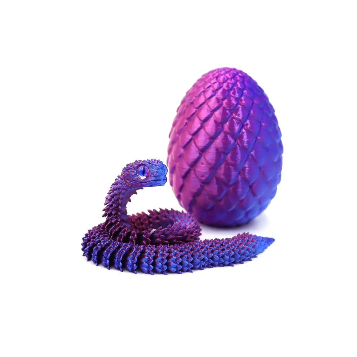 3D Printed Articulated Snake Egg Fidget Toy – Posable Anime Figure Desk Decor & Stress Relief Gift