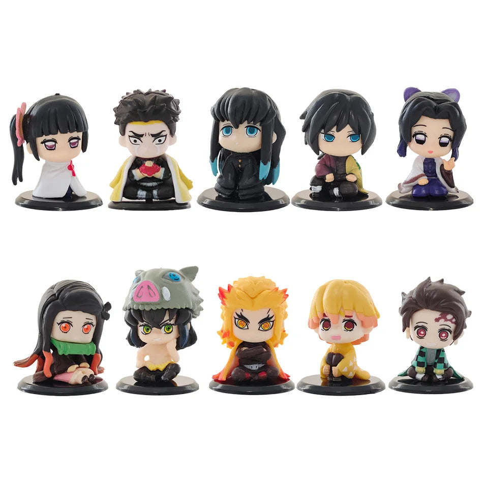 Q Version Demon Slayer Sitting Ghost Doll Figure - Tanjiro Nezuko Inosuke Zenitsu Anime Model Toy
