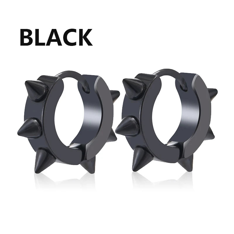 Punk Spiky Thorn Stud Earrings, Stainless Steel Gothic Unisex Jewelry