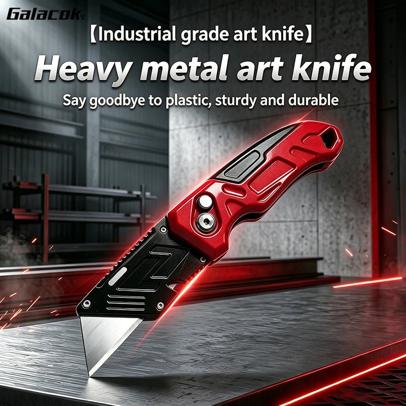 Folding Utility Knife Box Cutter 3-Position Blades Blade Storage Design With Extra 3 Blades Box Knife For Cartons Hand Tools