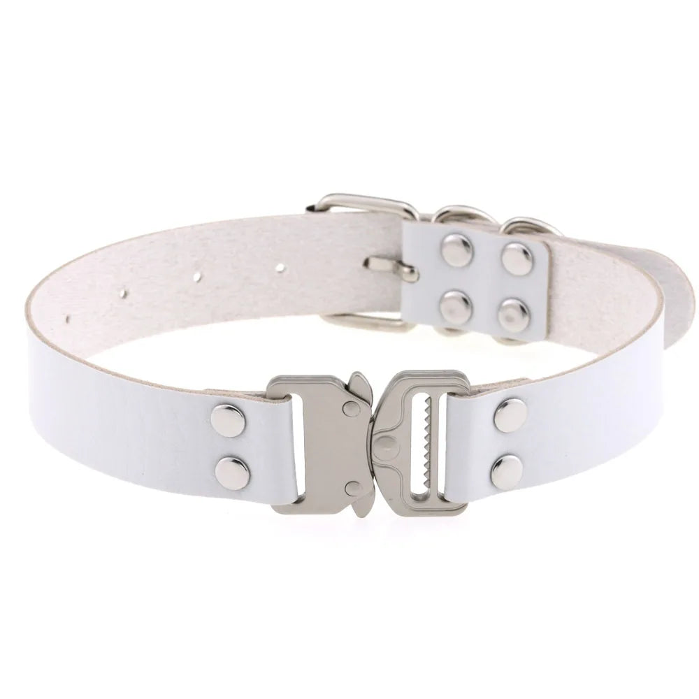 Gothic Harajuku Buckle Choker Necklace - PU Leather Eye-Splice Collar for Anime Cosplay Jewelry