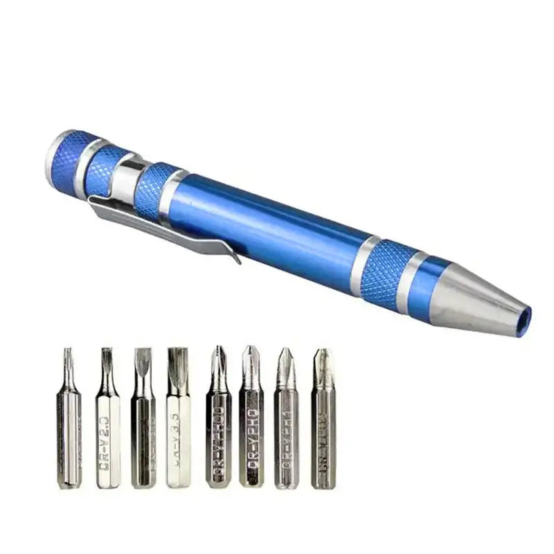 8-in-1 Screwdriver Pen, Multi-Bit Aluminum Pocket Tool for Home Repairs