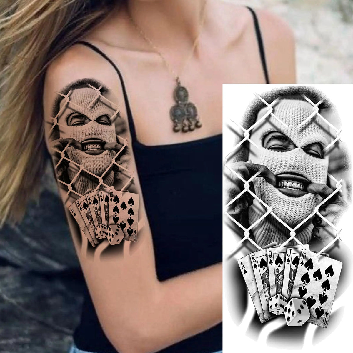 Full Arm Temporary Tattoo Sleeve, Waterproof Realistic Fake Tattoos for Men and Women