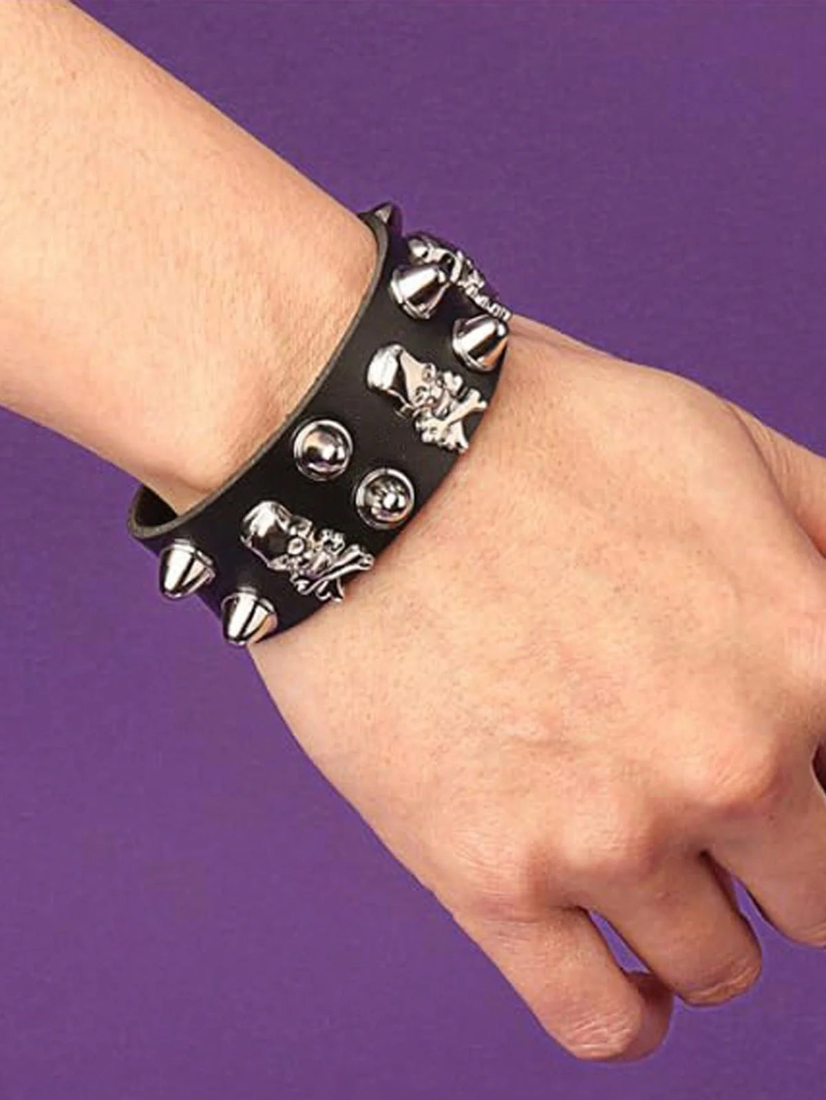 Gothic Punk Studded Leather Cuff Bracelets 3Pcs Set Hip Hop Wristbands Jewelry